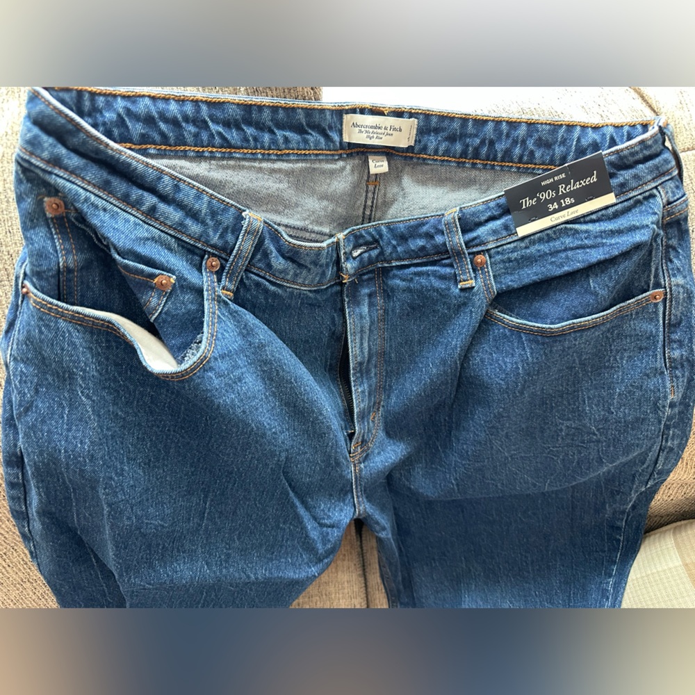 Abercrombie & Fitch Curve Love Blue Straight Jeans